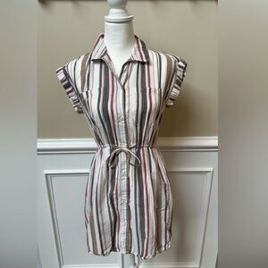 Striped Button-Up Tunic Top